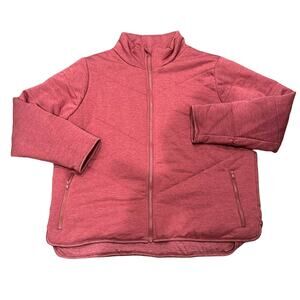 Three Dots Quilted Step Hem Snit Jacket Heather Tibetan Red Size XL